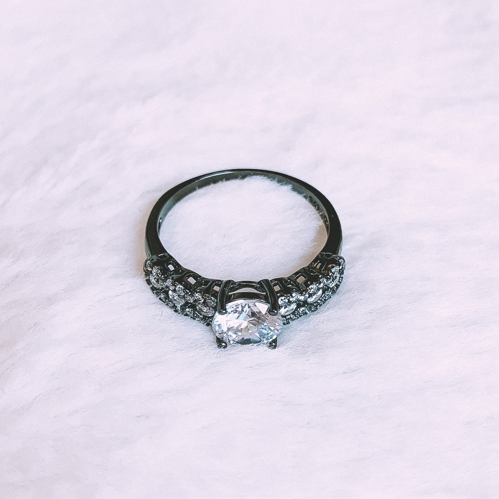 Black Silver Matching Ring Set